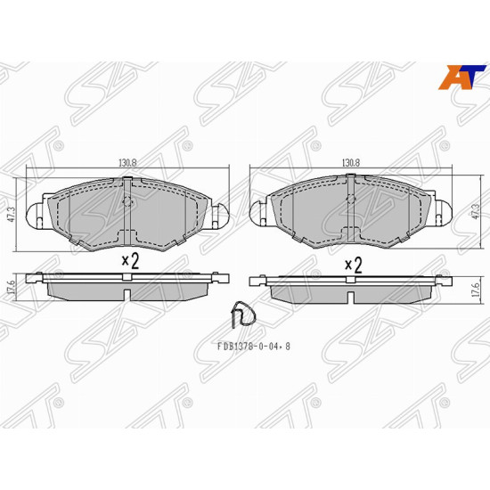 Колодки тормозные перед PEUGEOT 206 06- SAT