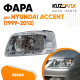 Фара левая Hyundai Accent (1999-2012) с механическим корректором KUZOVIK