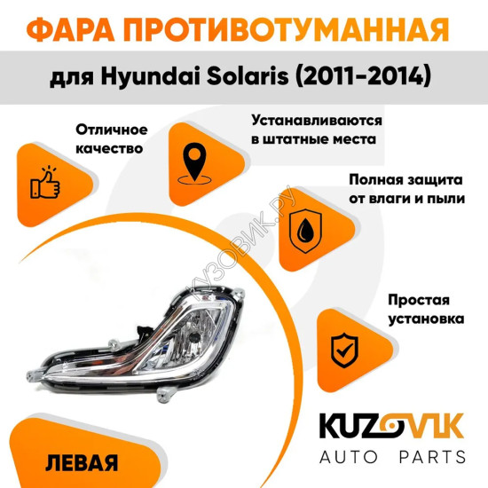 Фара противотуманная левая Hyundai Solaris 1 (2011-2014) KUZOVIK