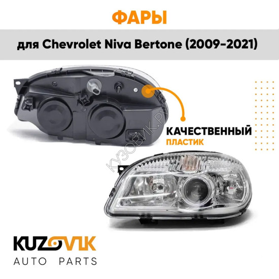 Фары комплект Chevrolet Niva Bertone (2009-2021) (с линзой) 2 штуки левая + правая KUZOVIK