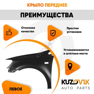 Крыло переднее левое с отверстием Volkswagen Polo V (2009-2015) седан KUZOVIK Крыло переднее левое с отверстием Volkswagen Polo V (2009-2015) седан KUZOVIK